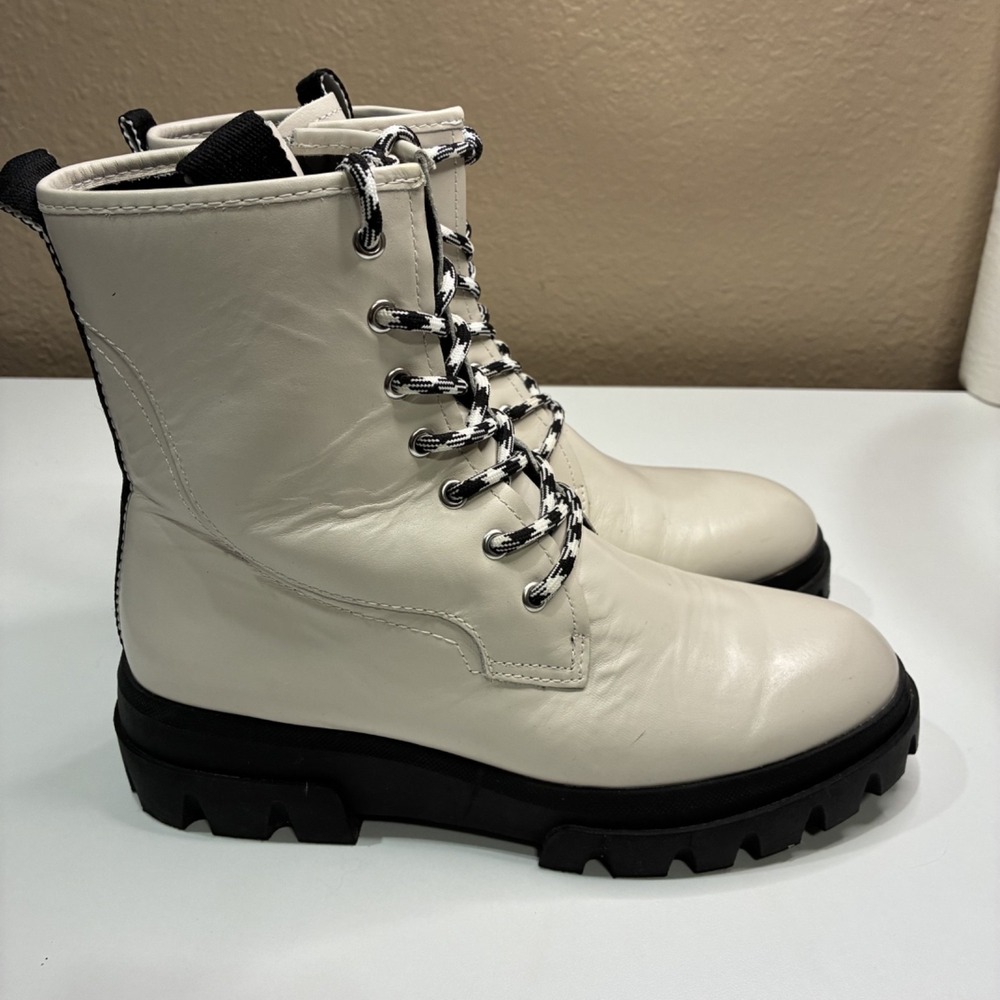 Franco Sarto Size 8 Women's L-Robbie Combat Boots Putty
